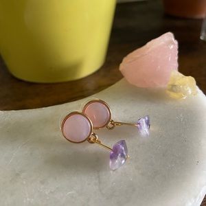 handmade pink amethyst drop earrings